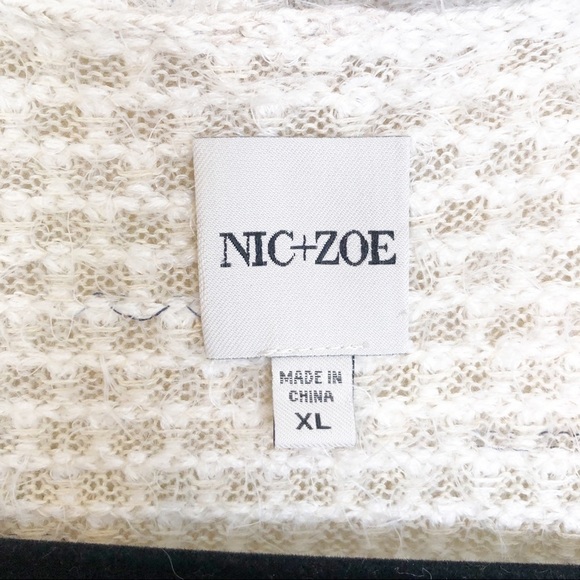 New Nic+Zoe The Right Fluff Eyelash Open Front Cardigan in Neutral Mix - Picture 5 of 10